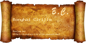 Bonyhai Cirilla névjegykártya